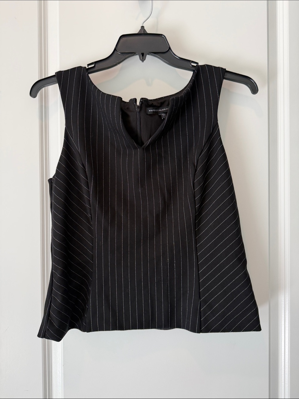 White House Black Market Black Pinstripe Sleeveless Shell Top